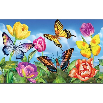 Briarwood Lane Spring Doormat 30x18 Indoor Outdoor Butterflies and Tulips For Spring Doormat