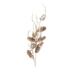 Snowy Glittered Pinecone Twig Spray (Set of 6) - 1 of 2