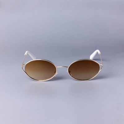 Women's Oval Open Frame Metal Sunglasses - A New Day™ Gold