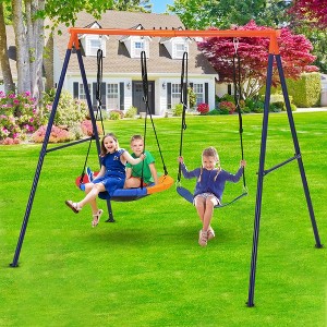 45 Inch Saucer Swing with Frame for Kids Outdoor - 1 of 4