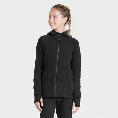 Girls black zip online up hoody