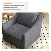 360-degree Swivel Armchair with Cotton Linen Upholstery and Wooden Legs - 3 of 4
