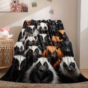 Skunk Pattern Soft Flannel Car Nap Blanket, All-Season, Polyester, Perfect for Vehicle Interior Accessories, Christmas Gift. - 1 of 4