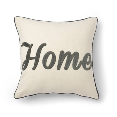 18"x18" Home Embroidery Decorative Throw Pillow Natural - SureFit