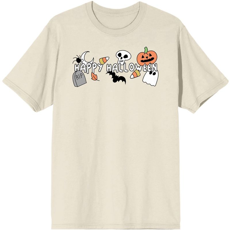 Halloween Cartoon Halloween Symbols Men's Natural Graphic Tee, 1 of 4