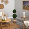 Nearly Natural 3.5-ft Boxwood Double Ball Artificial Topiary Tree in Boho Chic Handmade Natural Cotton Woven Planter with Tassels UV Resistant - 4 of 4