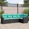 vidaXL Garden Sofa Set Black PE Rattan, Powder-Coated Steel 5 Piece Set - 2 of 4