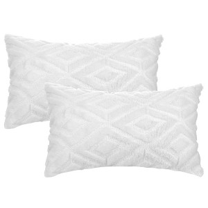 Unique Bargains Shaggy Plush Faux Fur Throw Patterned Pillow Covers 2 Pcs - 1 of 4