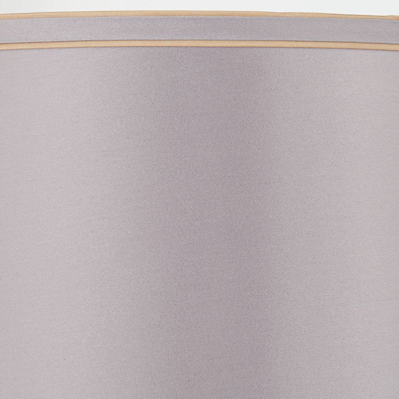 Springcrest Sydnee 14" Top x 16" Bottom x 11" High x 11" Slant Lamp Shade Replacement Medium Gray with Trim Drum Modern Fabric Spider Harp Finial, 2 of 8