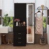 Famapy Stylish Vanity Cabinet with Full-Size LED Mirror & Divided Drawers,White/Black/Pink Storage Cabinet,Spacious Organizer for Bedroom Makeup - 3 of 4