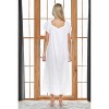 ADR Women's Cotton Nightgown, Ruffled Short Sleeve Lace Trimmed Long Vintage Night Dress Gown - 3 of 4