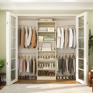Aheaplus Closet Organizer with Extendable Hanging Rod, Walk-In Closet System Wardrobe with Adjustable Shelves - 1 of 4