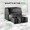 NutriChef 4.4QT Dual Basket Air Fryer - Digital Touch Display, Oil-Free Cooker with Transparent Viewing Window (Black) - 3 of 4