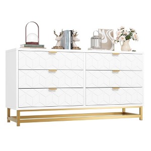 ODK 6 Drawer Dresser for Bedroom, 53.5” Large Dresser with Wide Storage, Modern Chest Organizer with Metal Legs, Chest of Drawers for Bedroom - 1 of 4