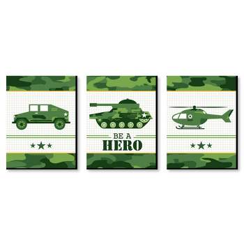 Big Dot of Happiness Camo Hero - Army Military Camouflage Nursery Wall Art and Kids Room Decorations - Gift Ideas - 7.5 x 10 inches - Set of 3 Prints