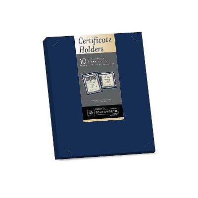 Southworth Certificate Holders 8.5" x 11" Navy Blue 10/Pack (PF8)