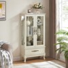 FONTOI Vintage Curio Display Cabinet, Antique Showcase, 2 Doors and 1 Drawer Cabinet for Collections, for Office, Antique White, 11.81"*51.58"*25.98" - 4 of 4