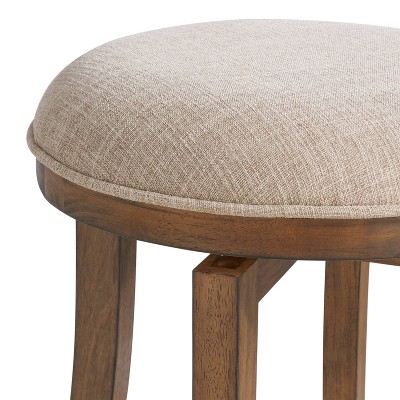 Ellie 21" Brown Rubberwood Linen Swivel Counter Stool
