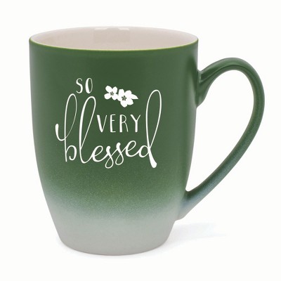 Elanze Designs So Very Blessed Two Toned Ombre Matte 10 ounce New Bone China Coffee Tea Cup Mug, Green and White