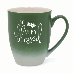 Elanze Designs So Very Blessed Two Toned Ombre Matte 10 ounce New Bone China Coffee Tea Cup Mug, Green and White - 1 of 4