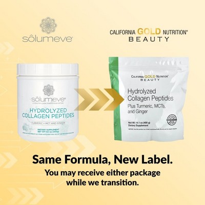 Solumeve Hydrolyzed Collagen Peptides with Turmeric, MCT, and Ginger, 14.1 oz (400 g)