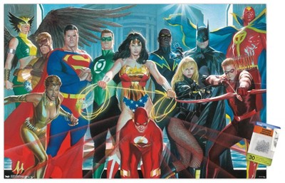 Justice League Comics Four Heroes Retro Art: Canvas Prints, Frames & Posters