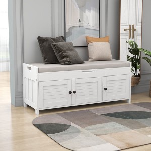 NicBex Shoe Rack Bench Shoe Storage Organizer Shutter-shaped Doors Removable Cushion Hidden Storage Space for Entryway Bedroom - 1 of 4