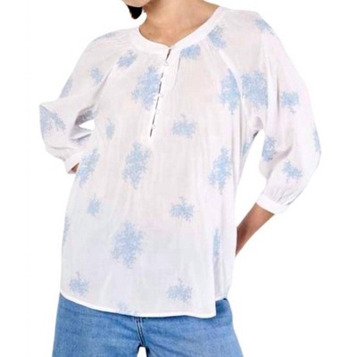Women's Embroidered Dotty Flower Blouse - APRICOT