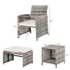 Grey 5-Piece Wicker Patio Conversation Set with White Cushions - 2 of 4