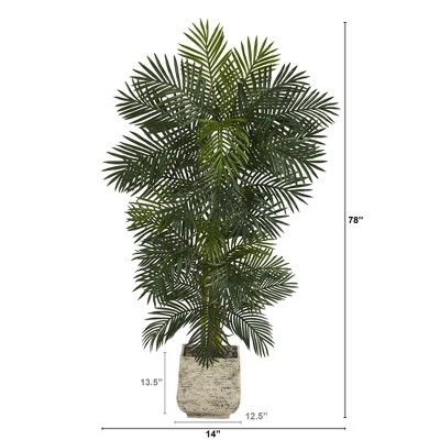 6.5-ft Green Artificial Palm Tree in White Resin Planter