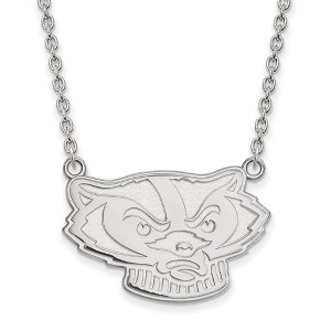 Black Bow Jewelry Sterling Silver Wisconsin Badgers NCAA Necklace 18 Inch - 1 of 4