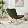 Upholstered Armless Lazy Rocking Chair with Wide Backrest and Seat Wood Base - 4 of 4