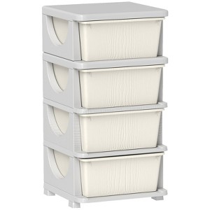 FONTOI 3 Tier Kids Storage Unit with Drawers Chest for Boys Girls Toddlers, Toy Organizer Tower for Nursery Kindergarten, Cream White, 14.5"*30"*14.5" - 1 of 4