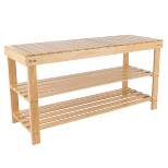 Hastings Home Natural Bamboo Shoe Rack Bench with 2 Shelves