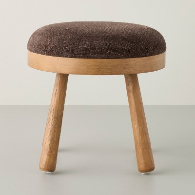Upholstered Round Top Mid Century Ottoman