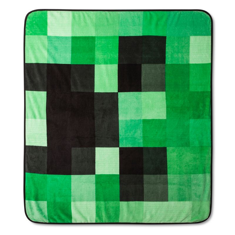 Minecraft Creeper 53&#34;x53&#34; Kids&#39; Throw Blanket Green, 1 of 5