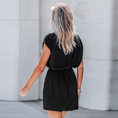 Women's Elegant Black Romper with Batwing Sleeves - Cupshe - image 4