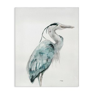Stupell Industries Watercolor Crane Soft Blue Tones Aquatic Bird Canvas Art - 1 of 4