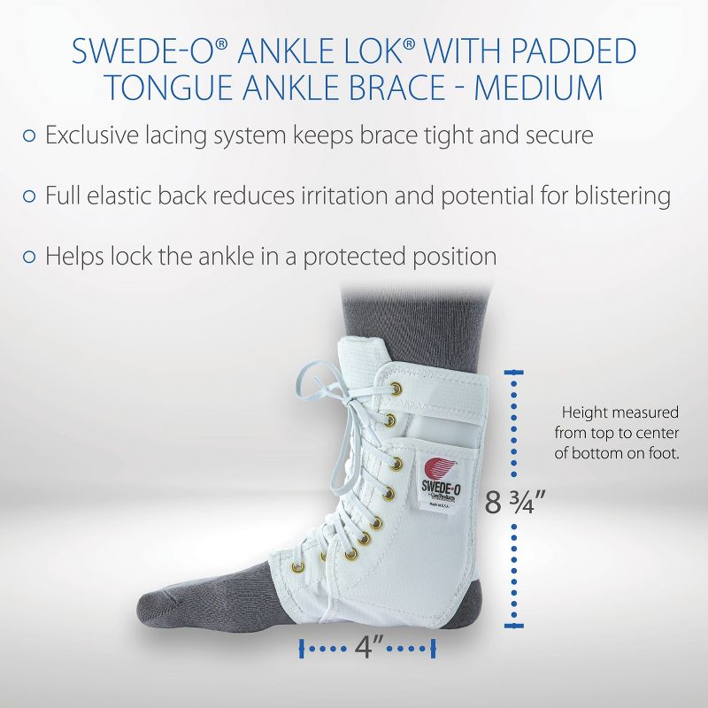 Swede-O Ankle Lok Ankle Brace w/ Padded Tongue, 3 of 5