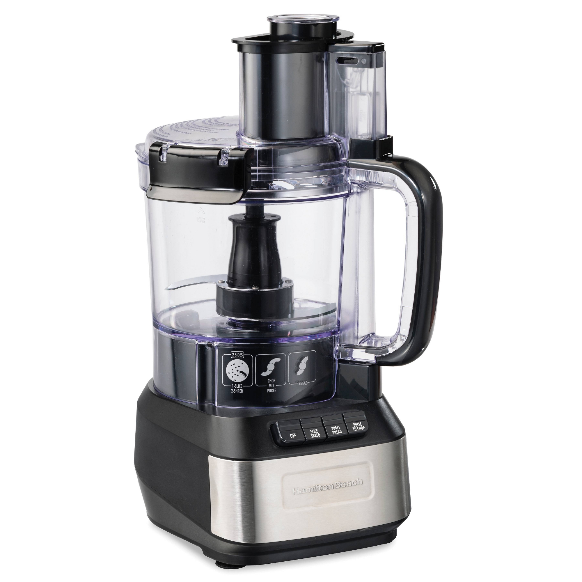 Hamilton Beach 12 Cup Stack and Snap Food Processor - Black - 70727: Stainless Steel Blades, 500W, Adjustable Speed