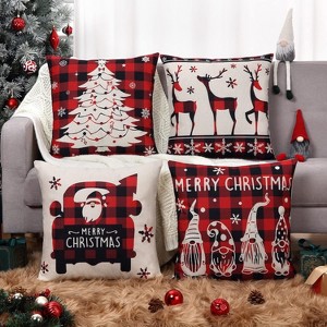 GustoWave Buffalo Plaid Christmas Pillow Covers, Pillow Cases 18x18 Inch Set of 4 - 1 of 4