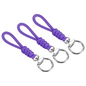 Unique Bargains Braided Wrist Polyester Keychain Wallets ID Card Lanyard with Hook 3 Pcs - 1 of 4