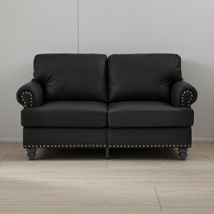 59.5" Upholstered Loveseat with Storage & Nailhead Trim - 1 of 4