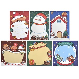 Wrapables Happy Holidays Christmas Sticky Notes, Adhesive Winter Holiday Memo Notepads for Home, Office, Work, Festive Fun 6pc - 1 of 4