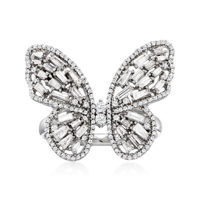 Ross-Simons 1.00 ct. t.w. Diamond Butterfly Ring in 14kt White Gold