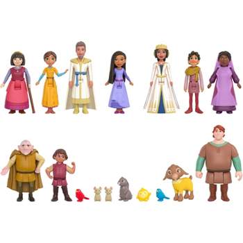 Disney Wish Kingdom of Rosas Character Small Doll Set, 10 Posable Mini Dolls & 5 Friend Figures