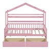 Full/Twin Size Platform Bed With 2 Drawers, Storage Shelf, Guardrail, Pine Frame Twin Size House Bed, No Box Spring Required - 4 of 4
