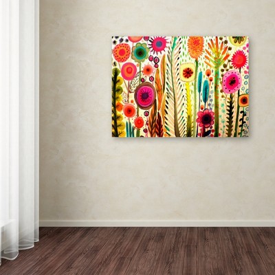 Bright Multicolor Floral Canvas Art in Large Rectangular Frame