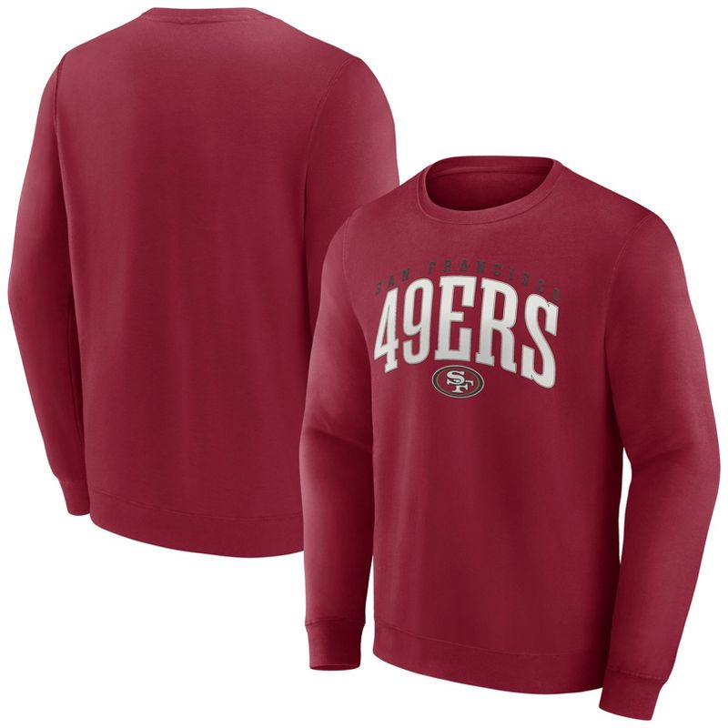 NFL San Francisco 49ers Men&#39;s Varsity Letter Long Sleeve Crew Fleece Sweatshirt, 1 of 4