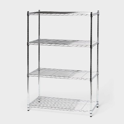 4 Tier Wide Wire Shelving Chrome - Brightroom™: Steel Utility Storage ...